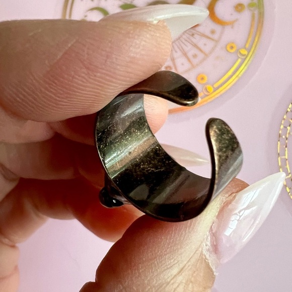 FLASH Labradorite HEART ❤️ Electroplated Ring Adjustable 6 7 8 - Picture 12 of 15